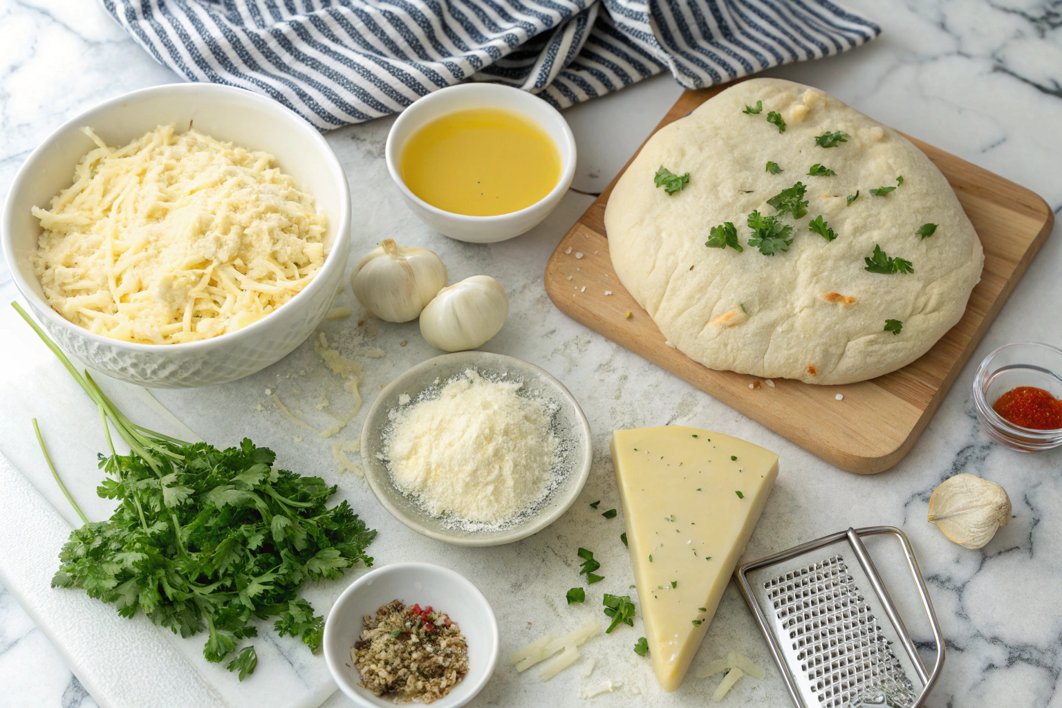 Cheesy Garlic Butter Flatbread Recipe Ingredients