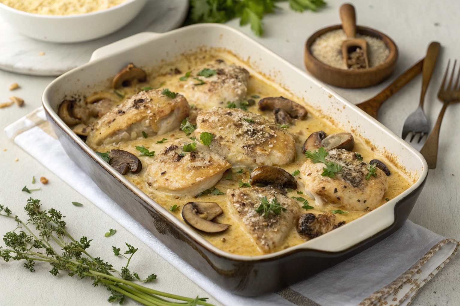 Creamy Chicken and Mushroom Bake