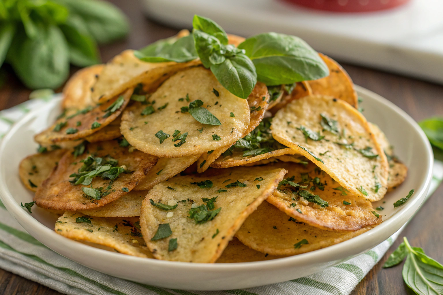 Italian Herb Baked Spinach Chips
